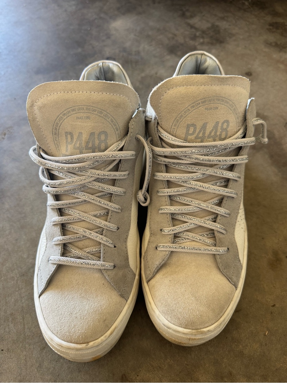 P448 women’s High-Top Sneakers in Light Gray Suede